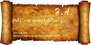 Héra Arszlán névjegykártya